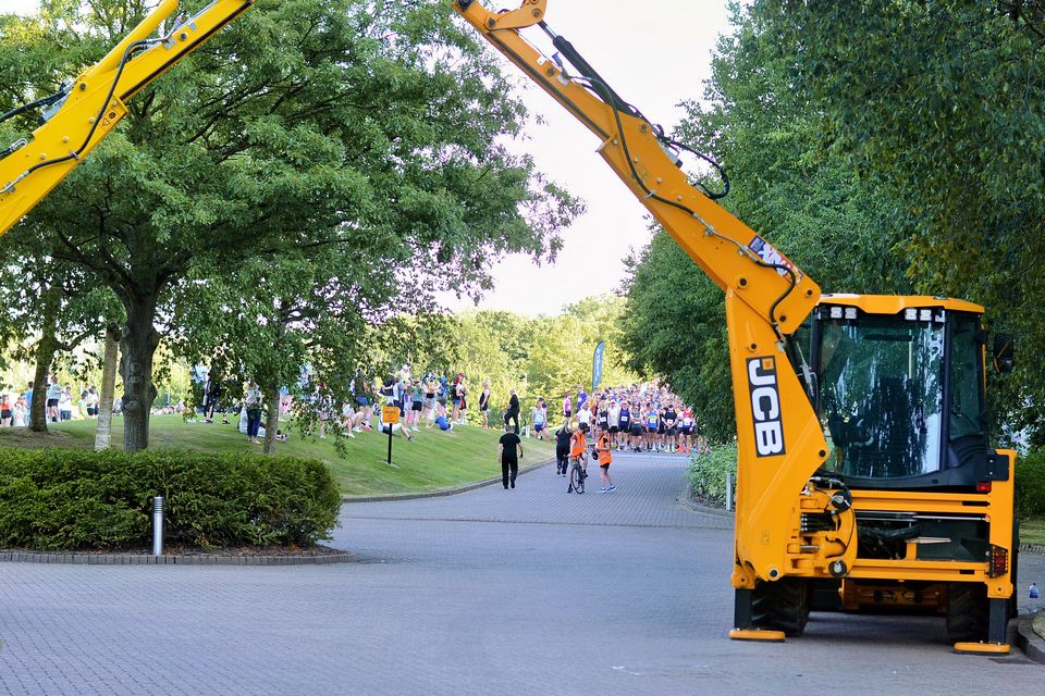 JCB machines arched over the Lakeside 5 start line